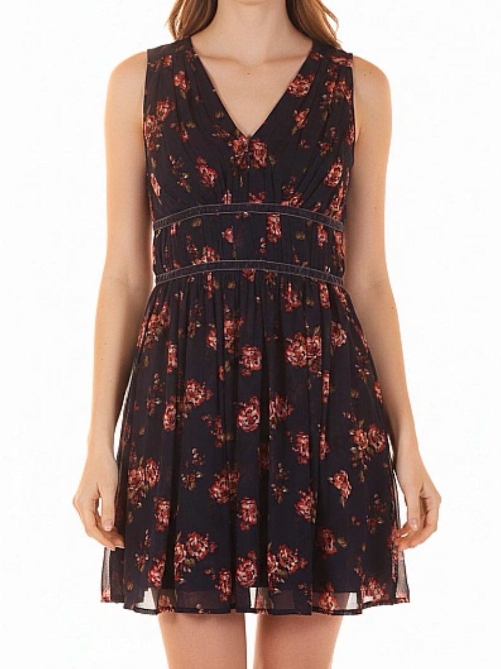 Abercrombie & Fitch Navy Floral dress with Pink Roses